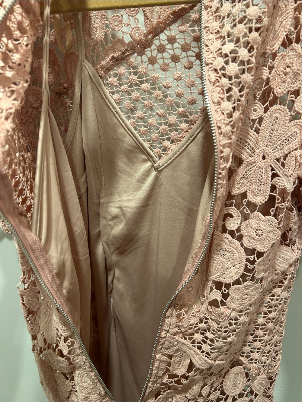 Blush Pink Floral Lace Mini Dress - Picture 5 of 5